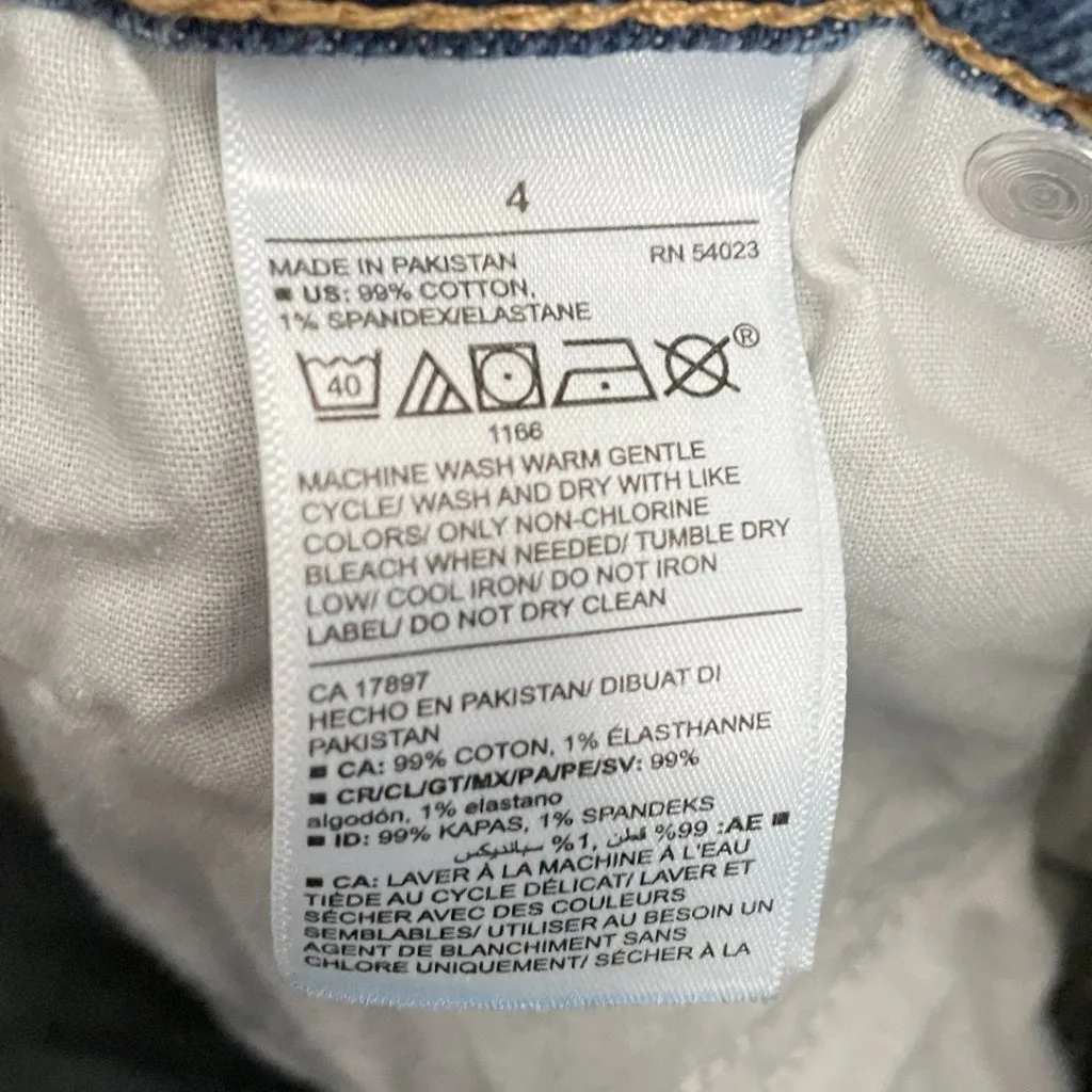 Old Navy Sky Hi Straight Women’s 4 Medium Wash Distressed Jeans Raw Hem Grunge - Image 7