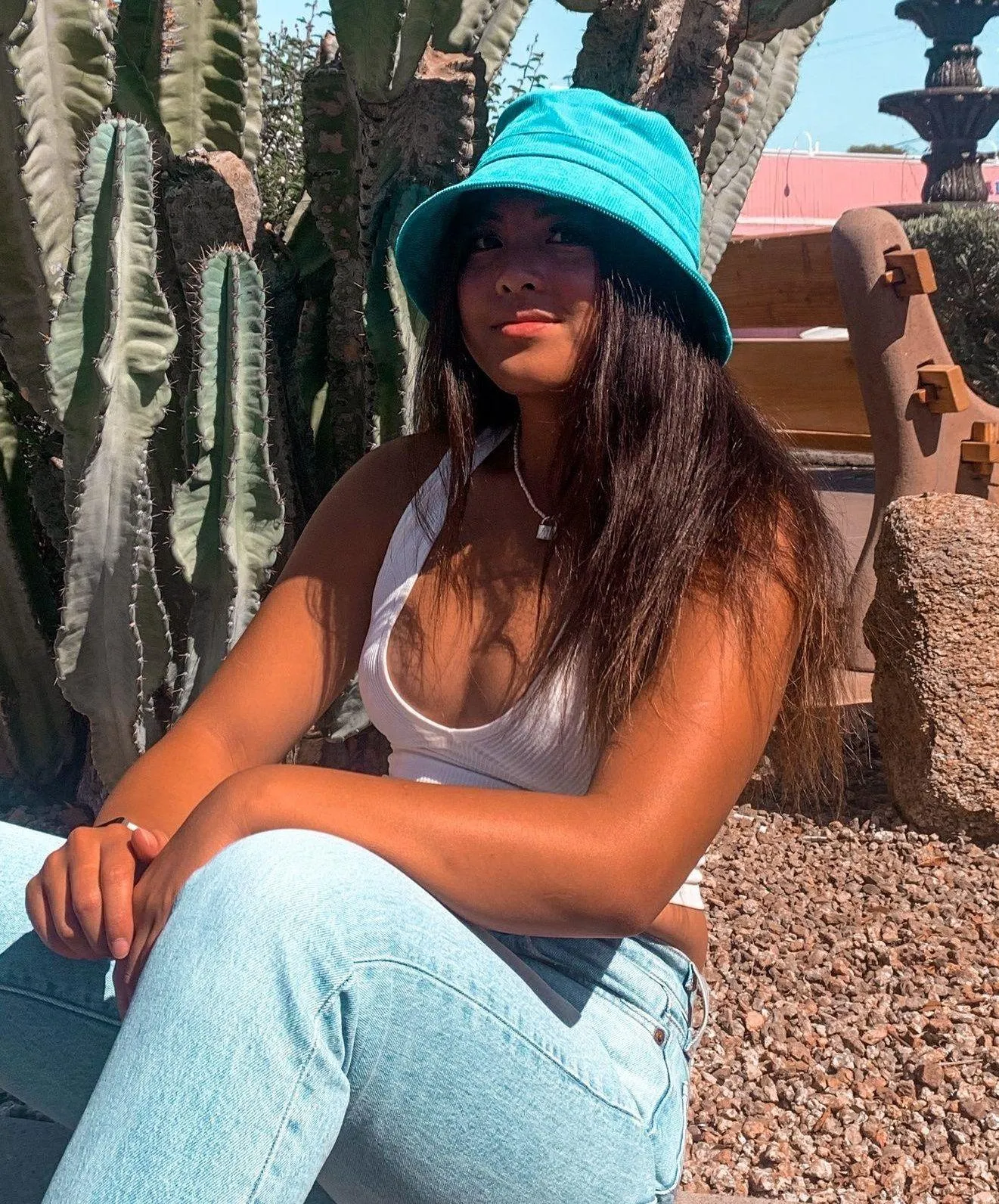 Blue Corduroy Bucket Hat - Image 2