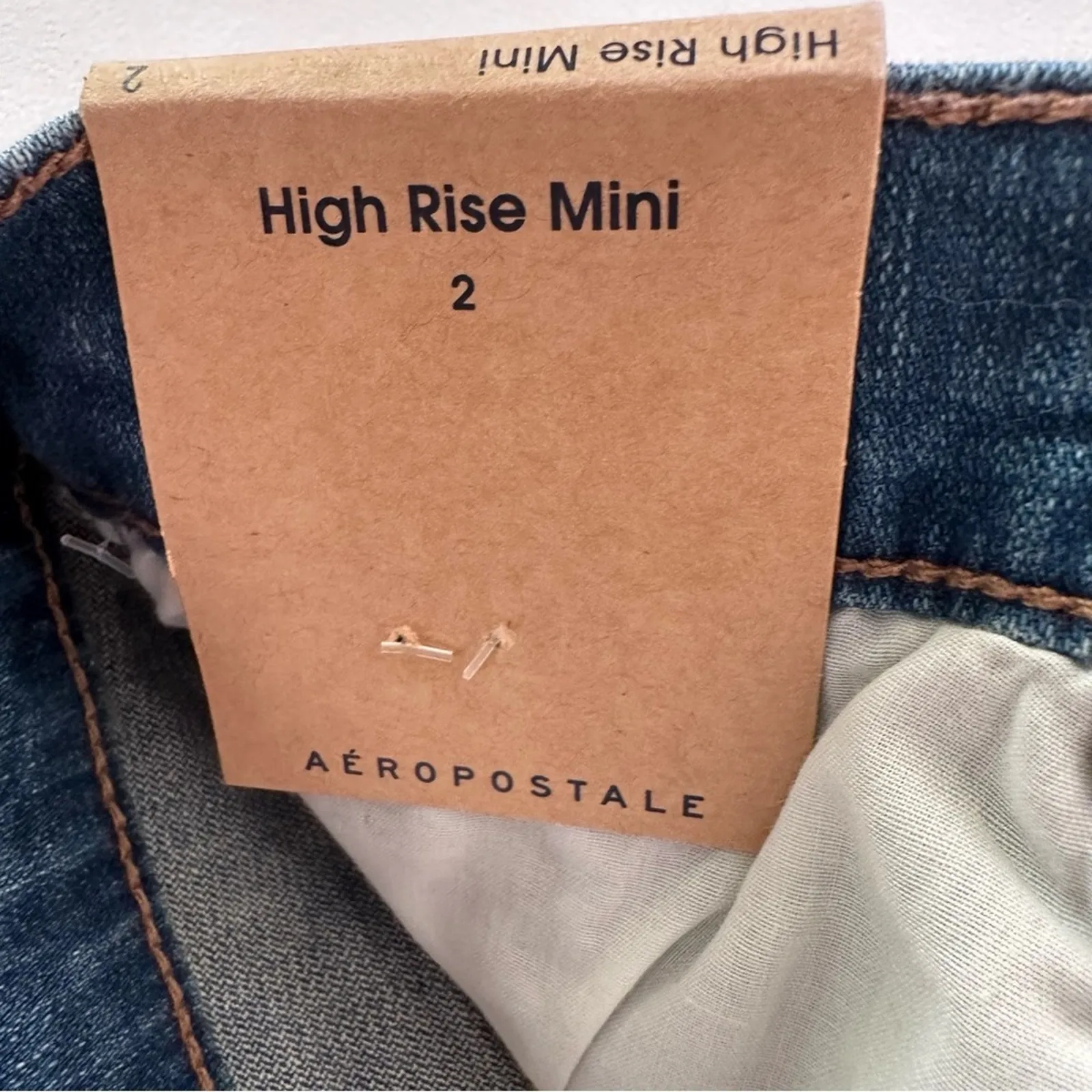 Aeropostale Jean Skirt AERO High Rise Distressed Denim Raw Hem Mini Size 2 NEW - Image 10