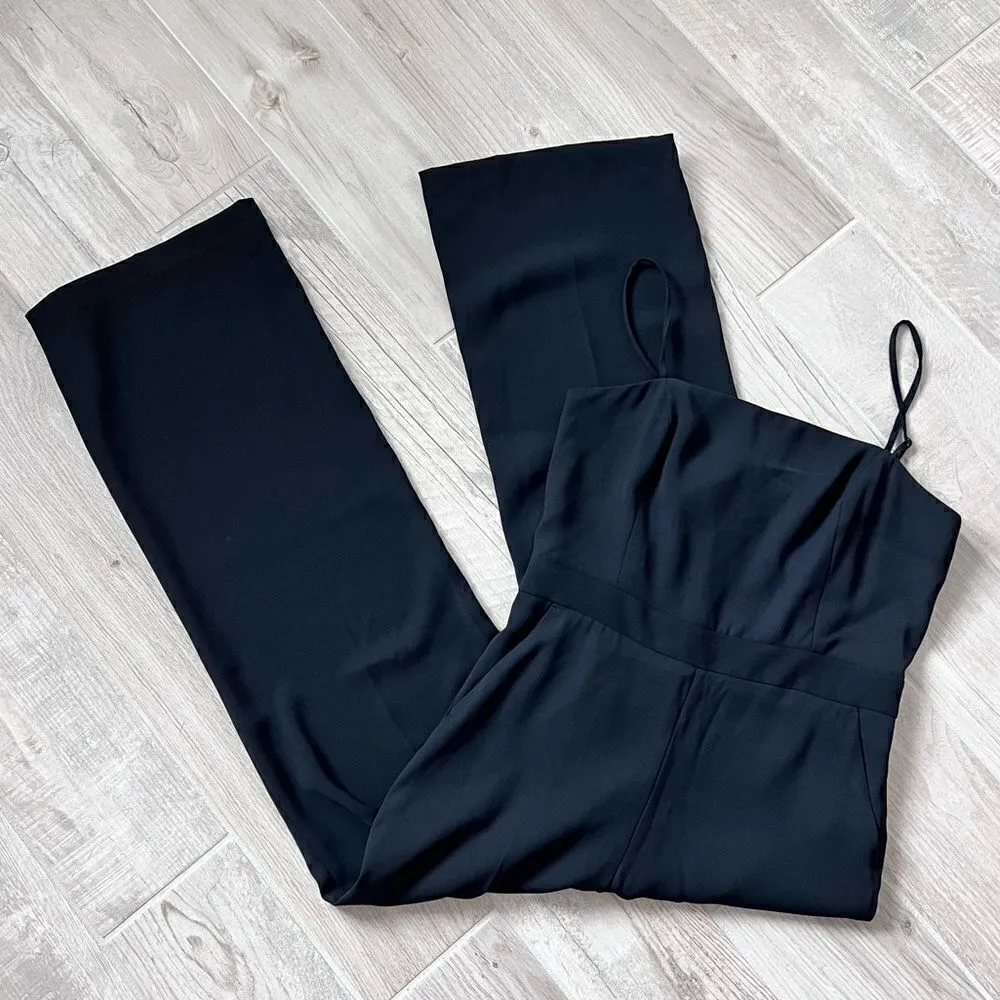 NWT Banana Republic Black Strappy Wide Flare Leg Jumpsuit Size 8 - Image 3