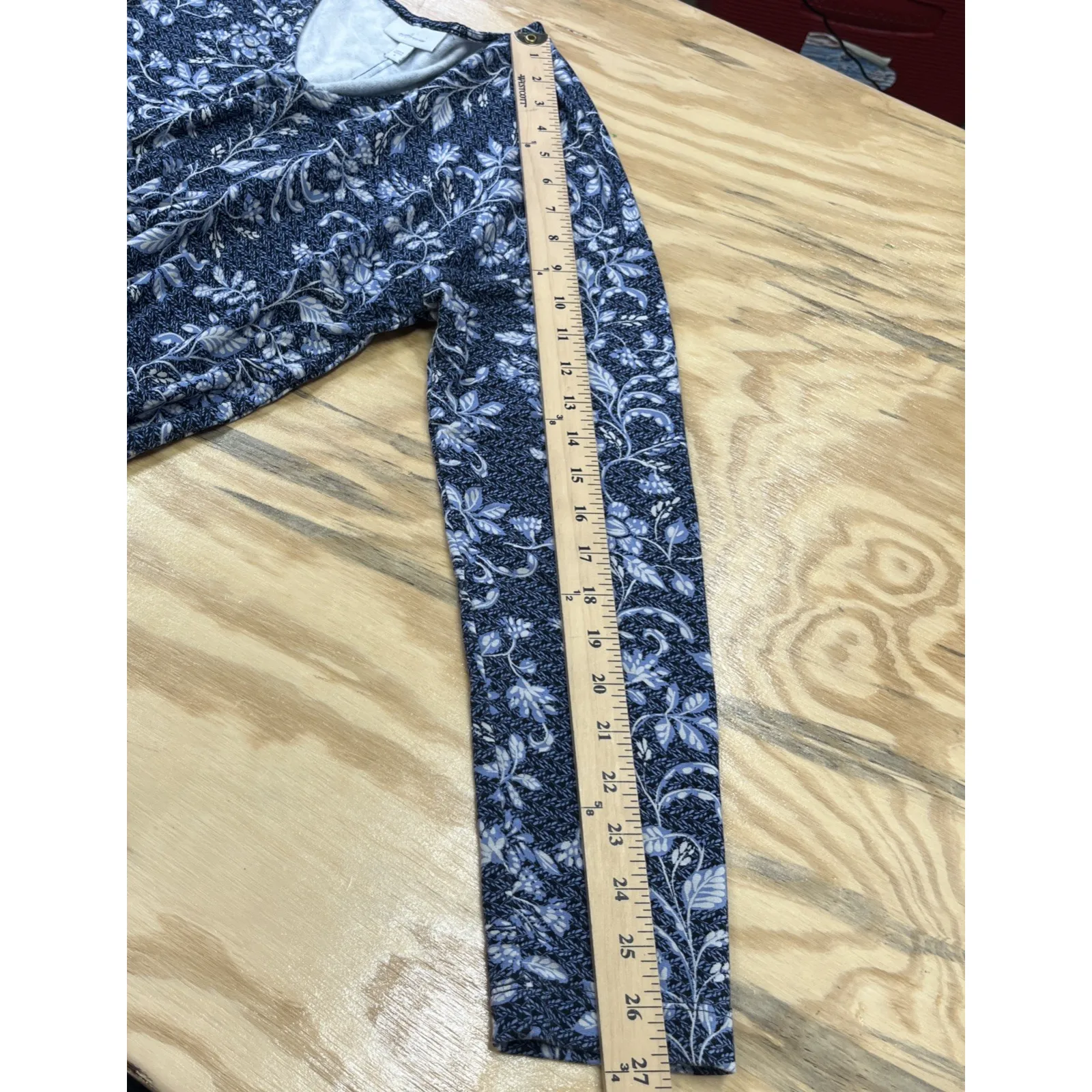 J Jill Pure Jill Eco Terry Floral Pullover Top Blue Size Medium Relaxed Soft - Image 9