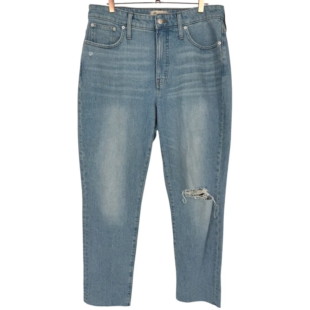 Madewell Women's Curvy Perfect Vintage Jean Light Wash Denim Distressed Size 31T - Image 5