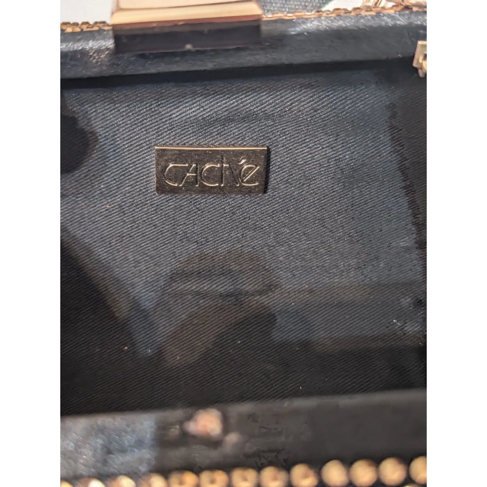 Vintage Caché Gold Rhinestone Crystal Clutch Handbag - Image 3