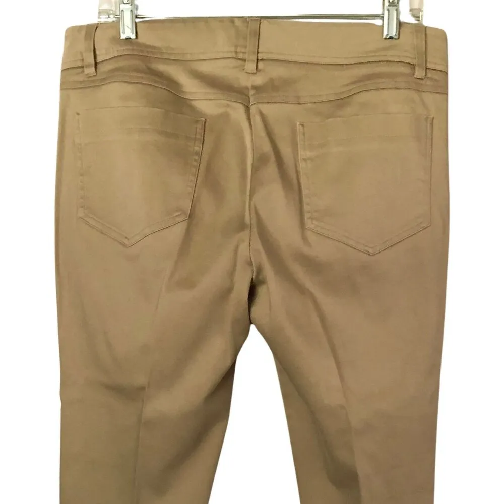 Cache Tan Cropped Zipper Ankles Pants Stretch Cotton Spandex 5 pocket Size 12 - Image 2