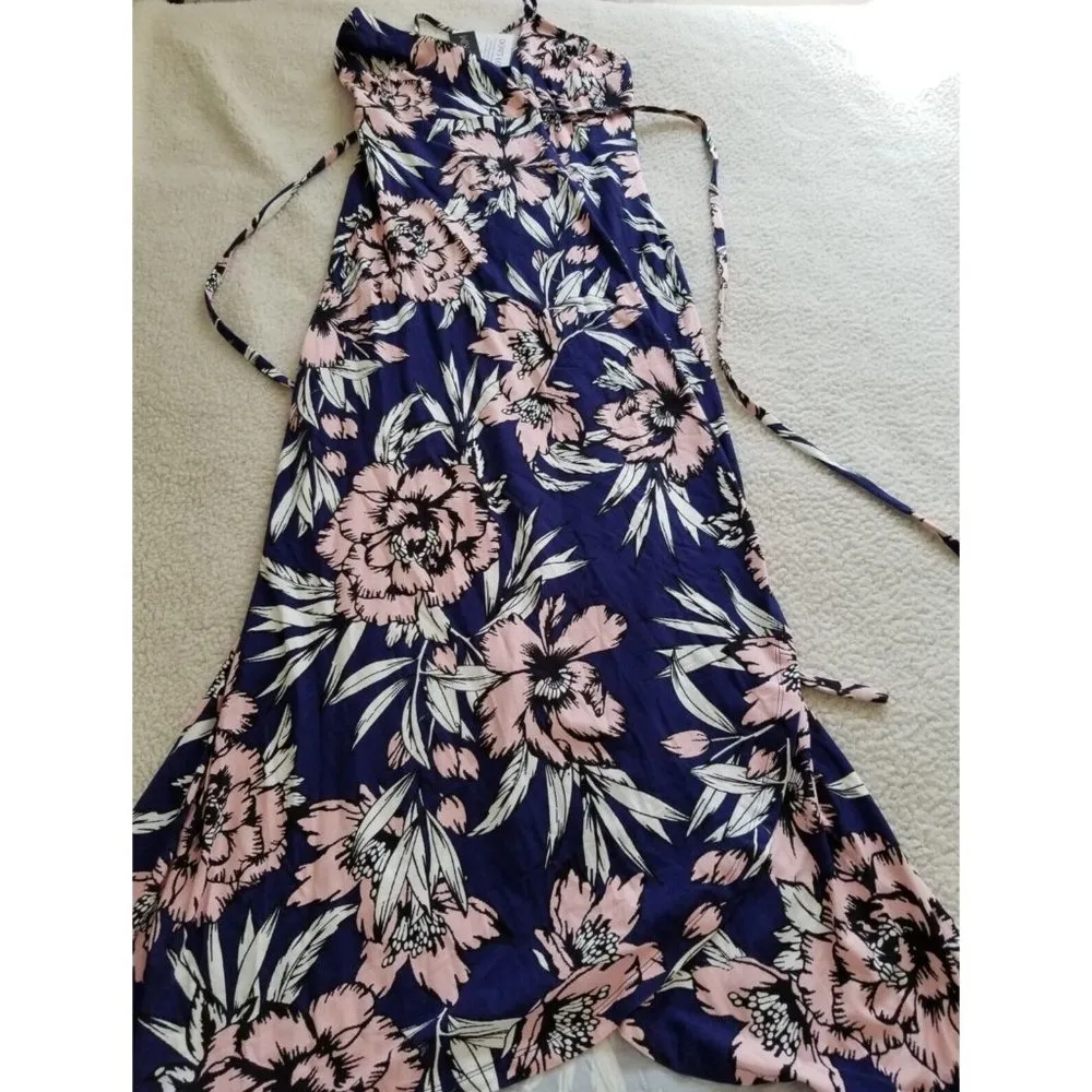 Yumi Kim Midsummer Night Maxi Jersey Knit Wrap Dress in Free Fall/Navy Pink XXS - Image 7