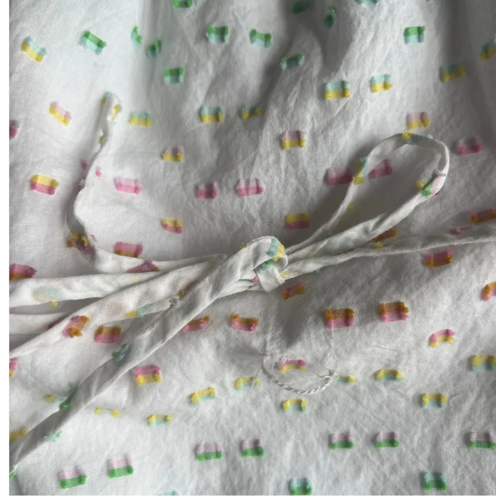 Draper James RSVP Rainbow Embroidered Flutter Sleeve Sun Dress XS White - Image 11