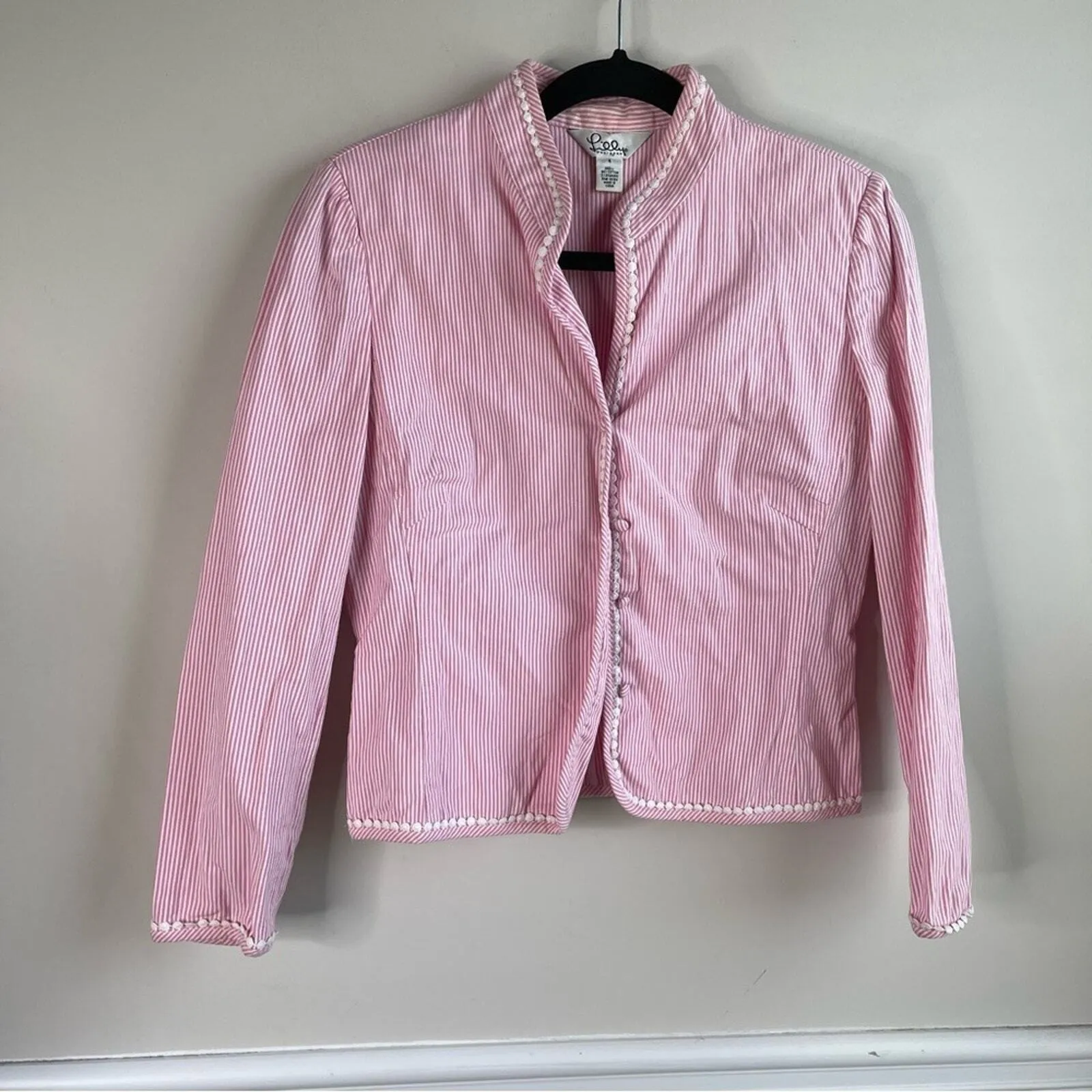 Lilly Pulitzer pink striped seersucker blazer jacket 4‎ academia preppy country - Image 2