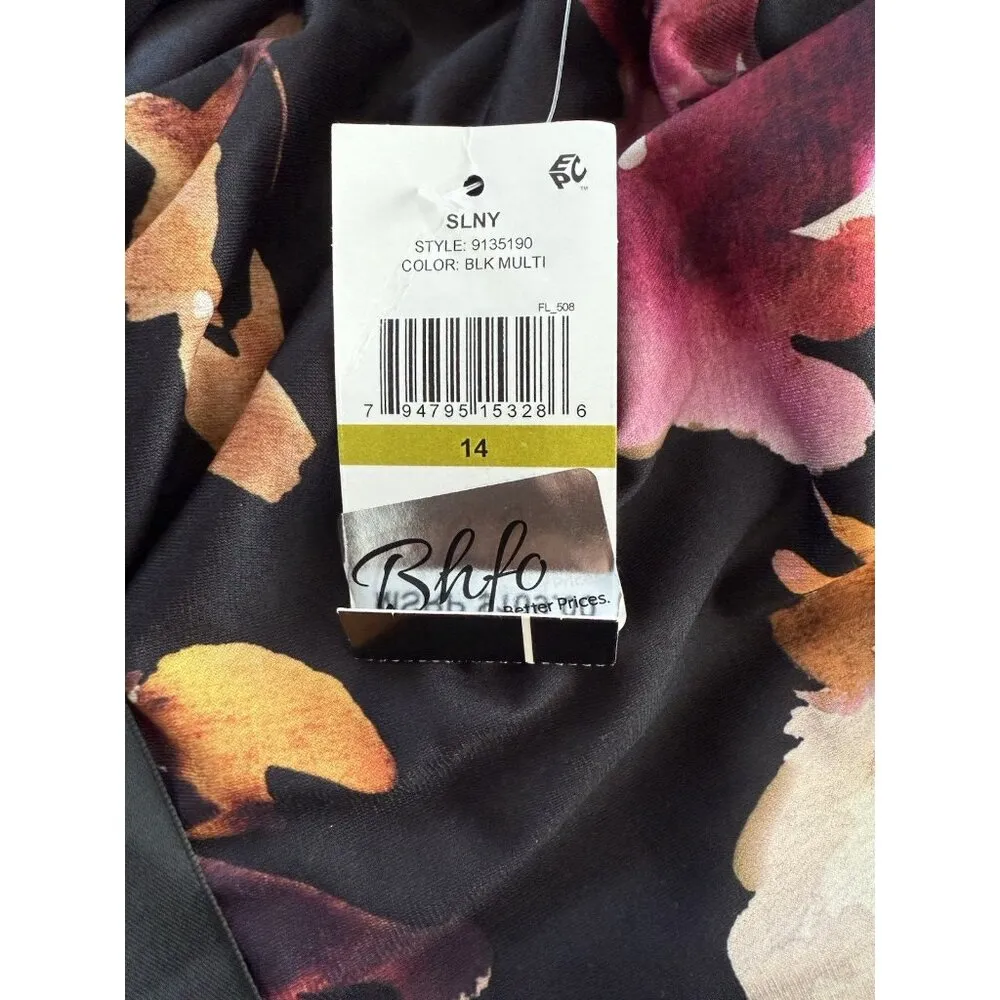 SLNY Fashions Women's Floral-Print Halter Gown MAXI dress Black Multi 14 - Image 9