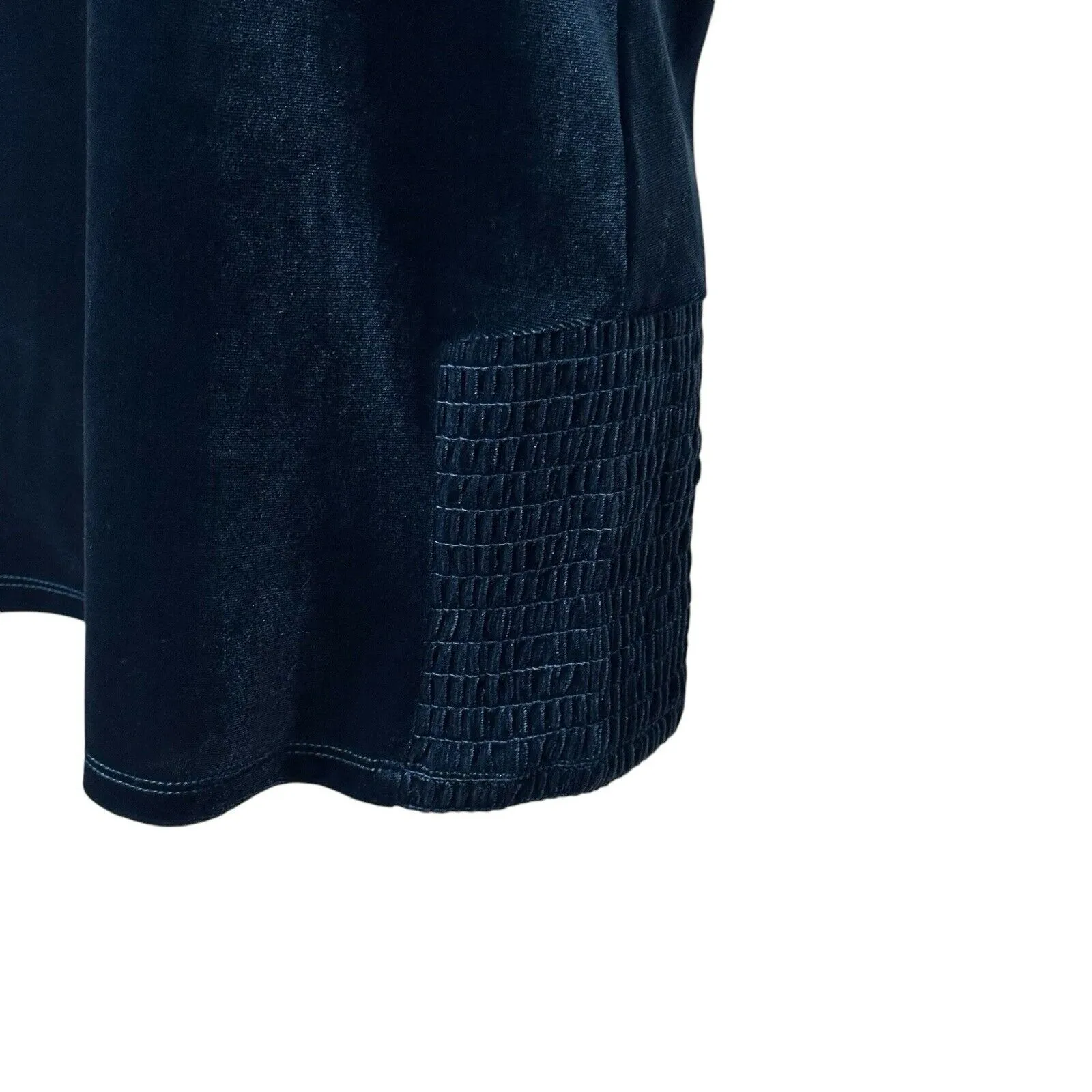 Sundance Elena Velvet Square Neck Top Women's Small Blue Romantic Velour Smocked - Image 4