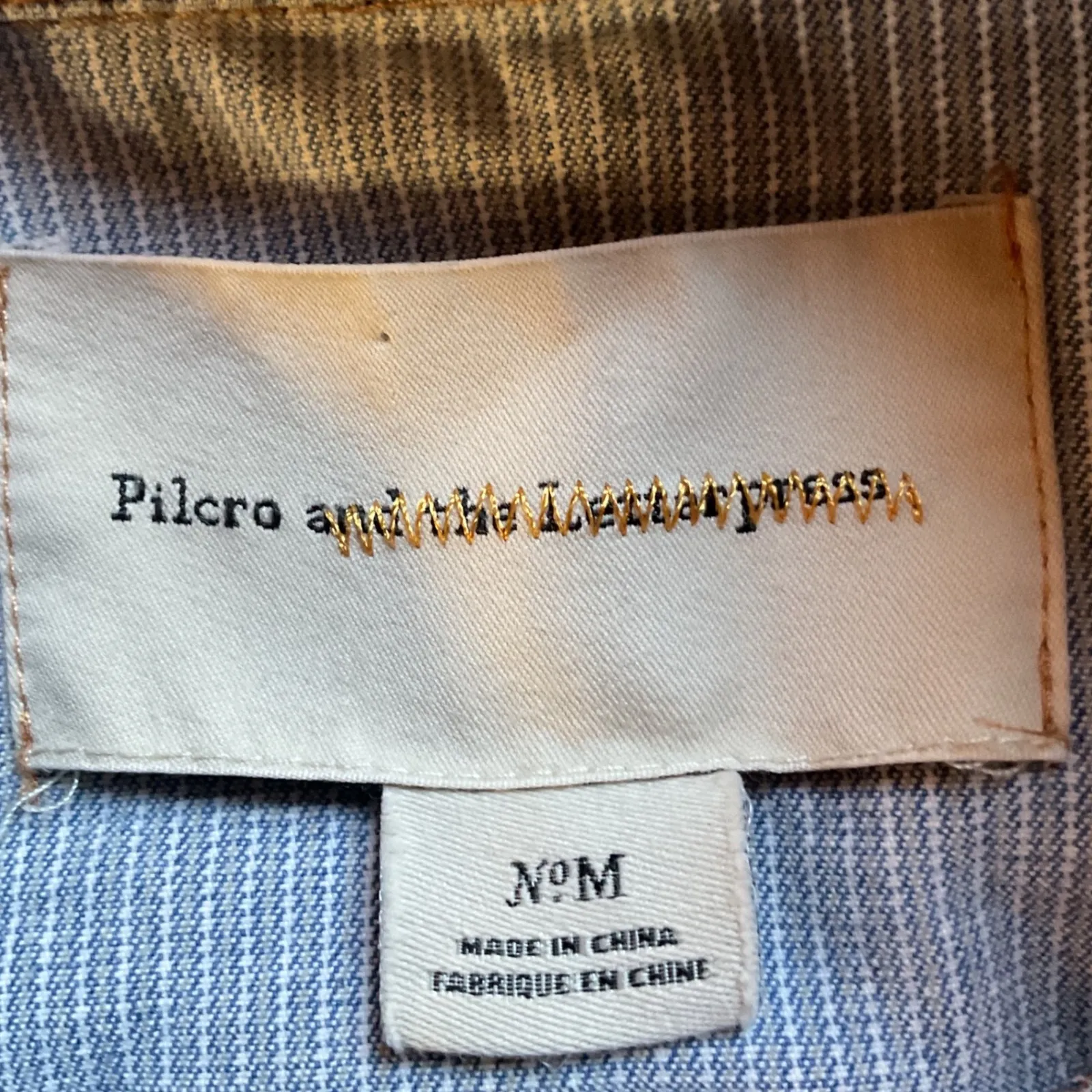 Anthropologie‎ Pilcro Letterpress Long Sleeve Railroad Striped Denim Jacket Sz M - Image 8