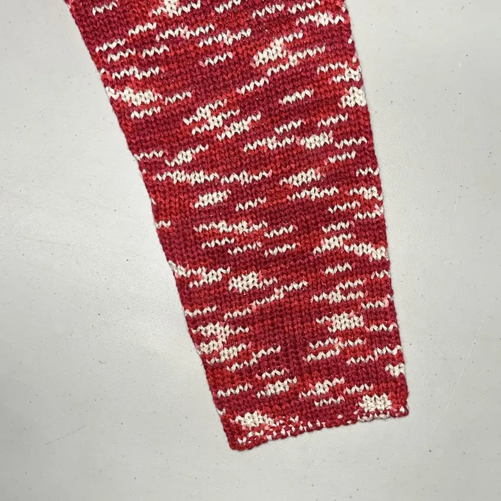 Denim & Co. NWT Size L Red & Purple Crewneck Crochet Weave Sweater Top - Image 3