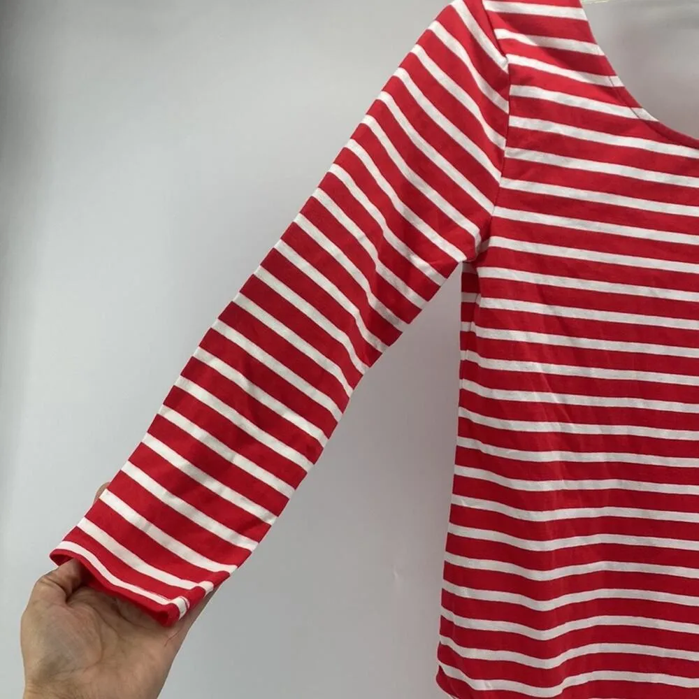 Gap red white striped scoop neck 3 quarter sleeve bodysuit nautical summer sz S - Image 2