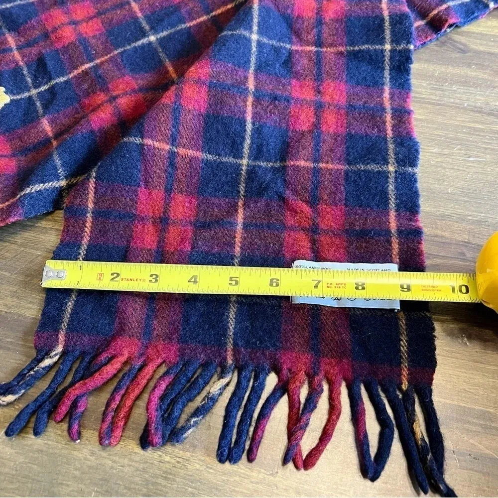 Vintage Disney Winnie The Pooh Plaid Grid Lambs Wool Scarf Winter Embroidered - Image 7