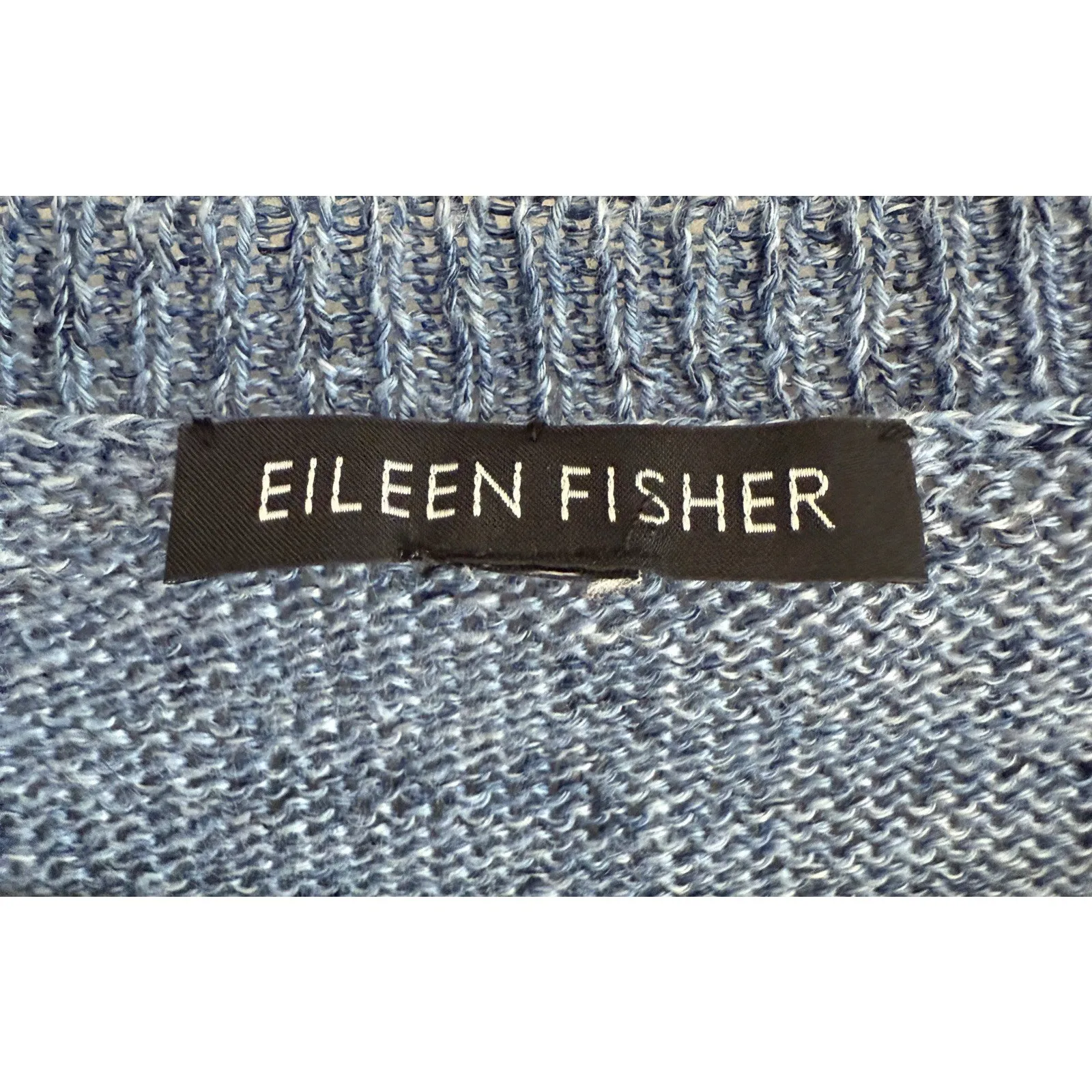 EILEEN‎ FISHER 100% Linen Blue Sweater Minimalist Quiet Luxury Boxy Capsule M - Image 4