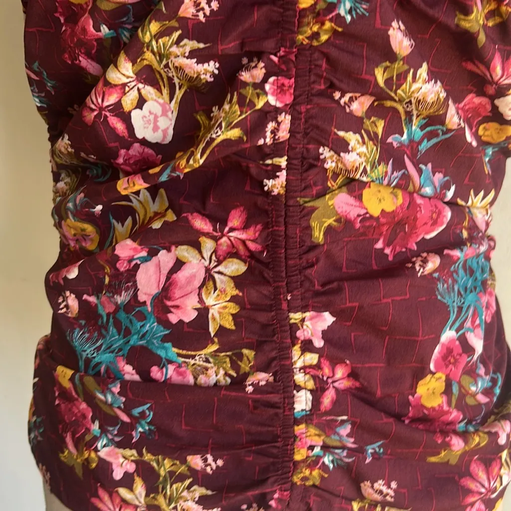 White House Black Market Ruched Poplin Windsor Wine Top Size Small NWT - Image 9