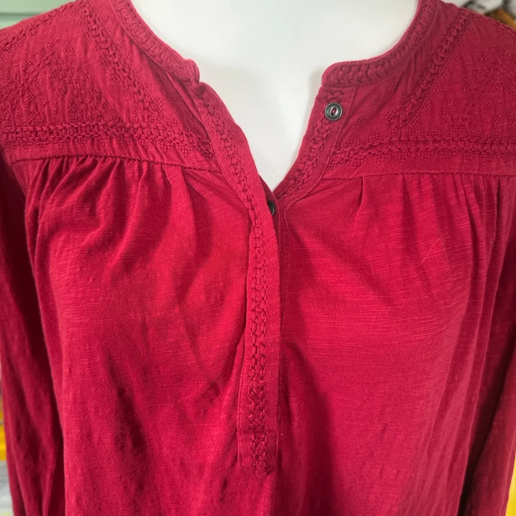 Lucky Brand Red embroidery Accent Blouse - Image 7