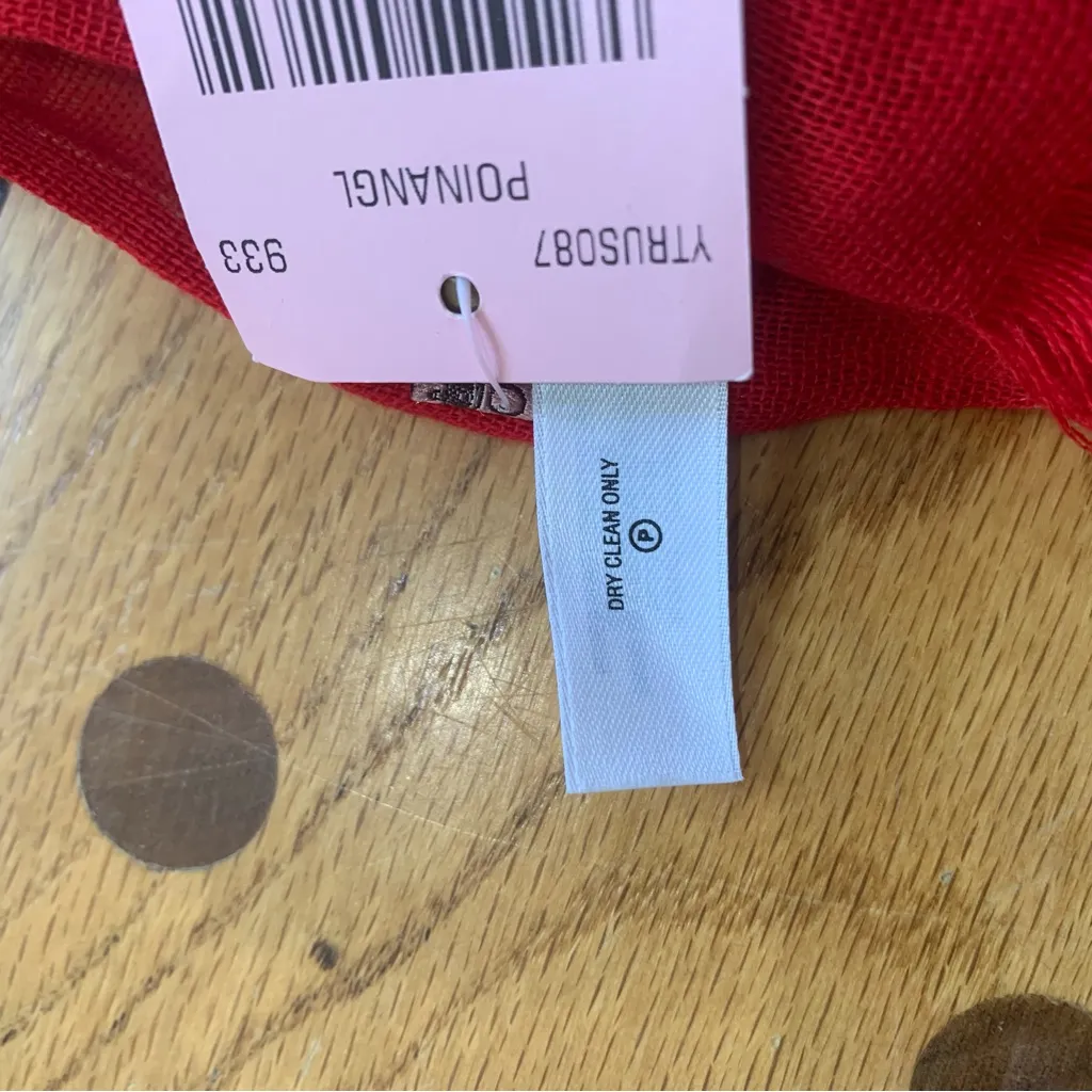 Juicy Couture Pam Gela Red Cotton Linen Scarf NWT Retro Style with Pointed Ends - Image 4