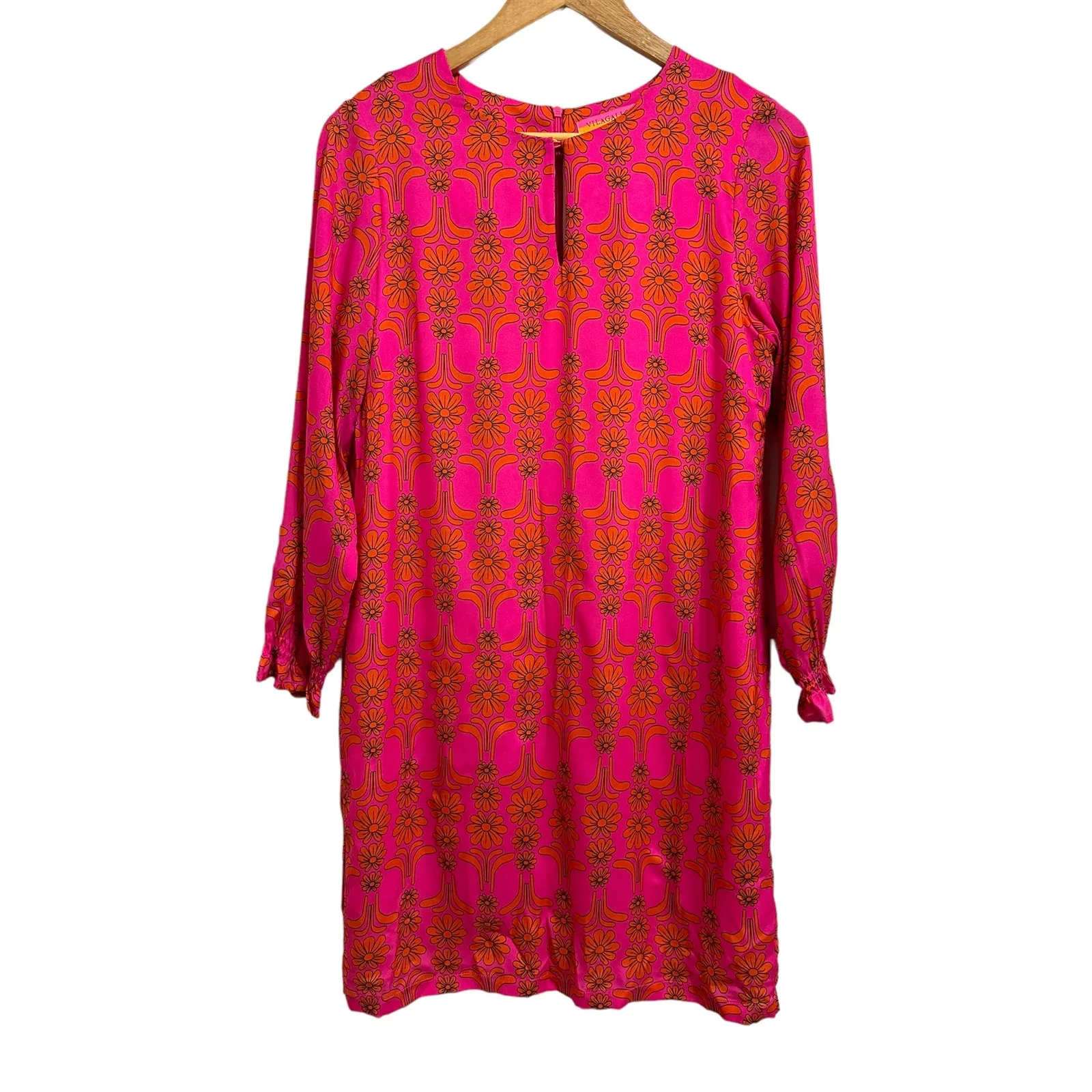 Vilagallo Allegra silk shift mini hot pink orange dress‎ size 38 $238 - Image 2