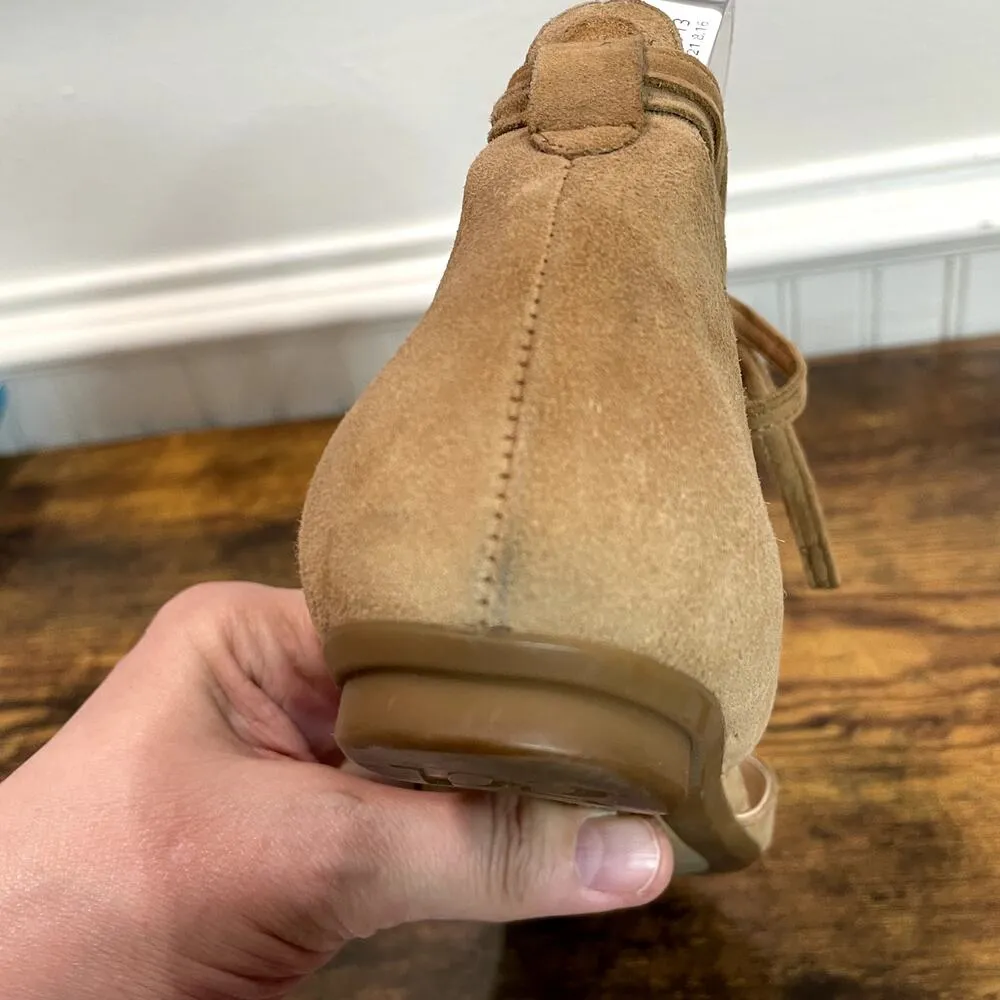 Paul Green US 6 UK 3.5 Sandals Tan Suede Leather Strappy Round Toe Spring Summer - Image 10