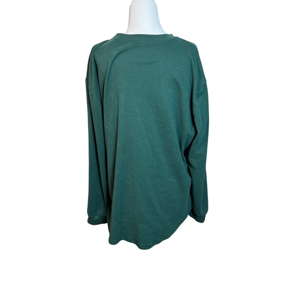 AURUZA Women's Size XL Long Sleeve Crewneck Cozy Warm Soft Top, Green - Image 3