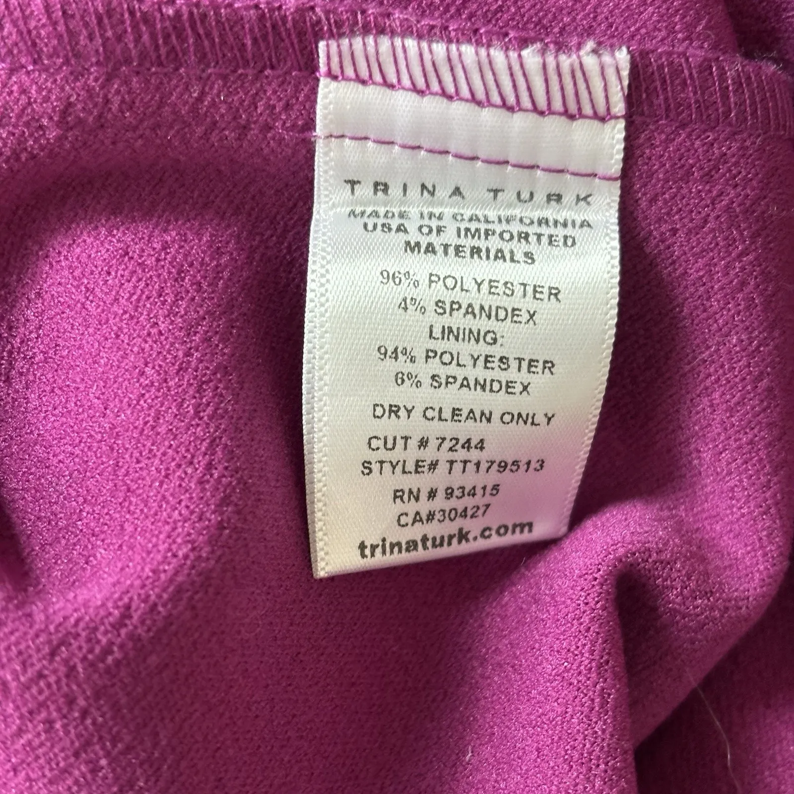 Vintage Trina Turk Size XS 0 Fuschia Zip Front Short Sleeve Mini Dress - USA - Image 4