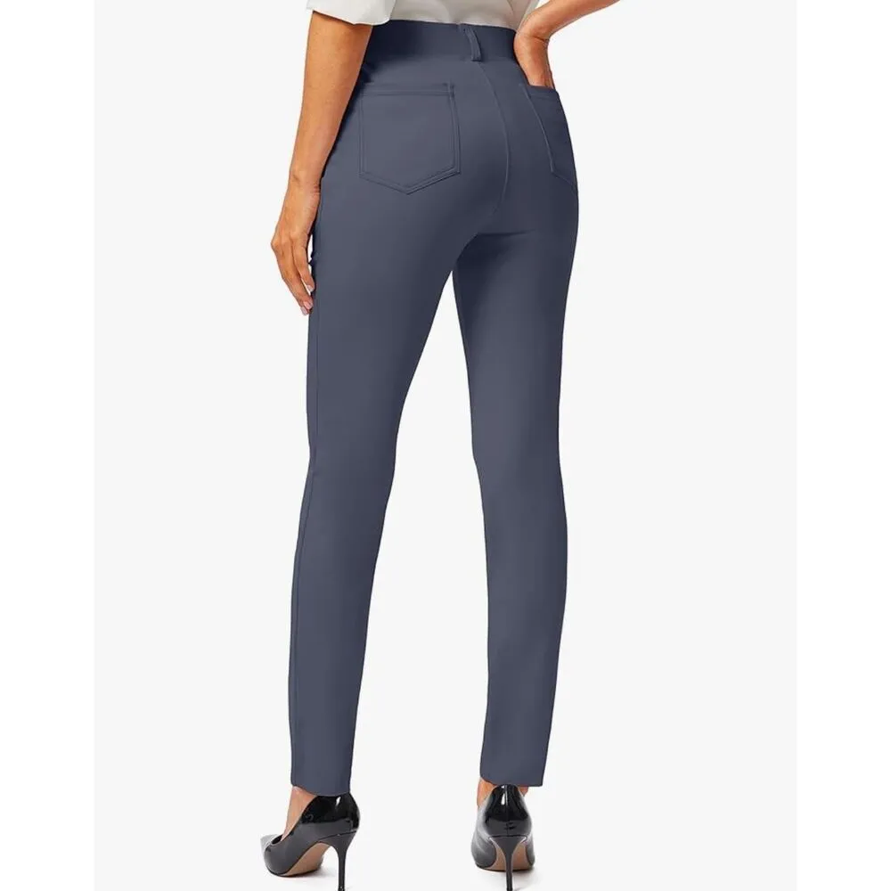 NEW Yoga Dress Pants Pockets Stretch Career Leggings Easy Hem Skinny M Gray Size M - Image 2