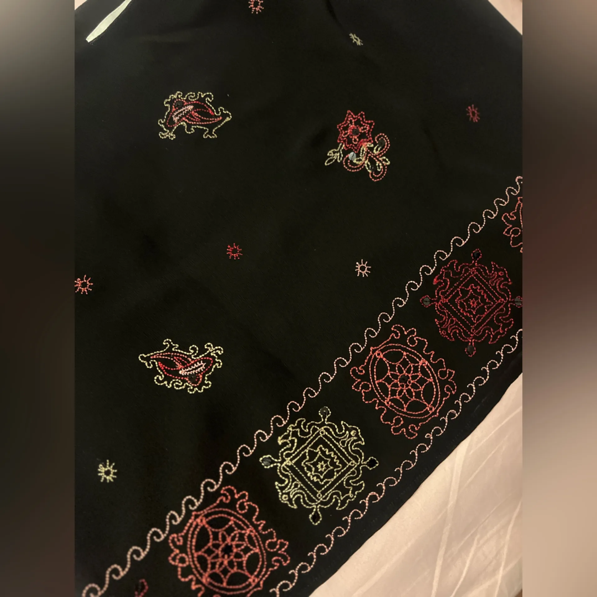 Studio I Black and Red Embroidered Tank Top Blue Size 12 - Image 4