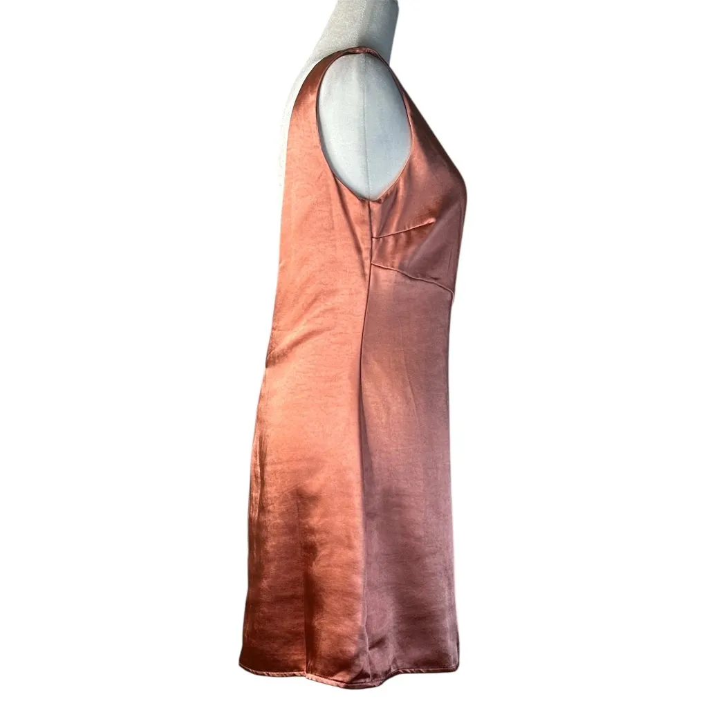 More To Come Bianca Open Back Dress in Blush Small New Womens Satin Mini Orange - Image 5