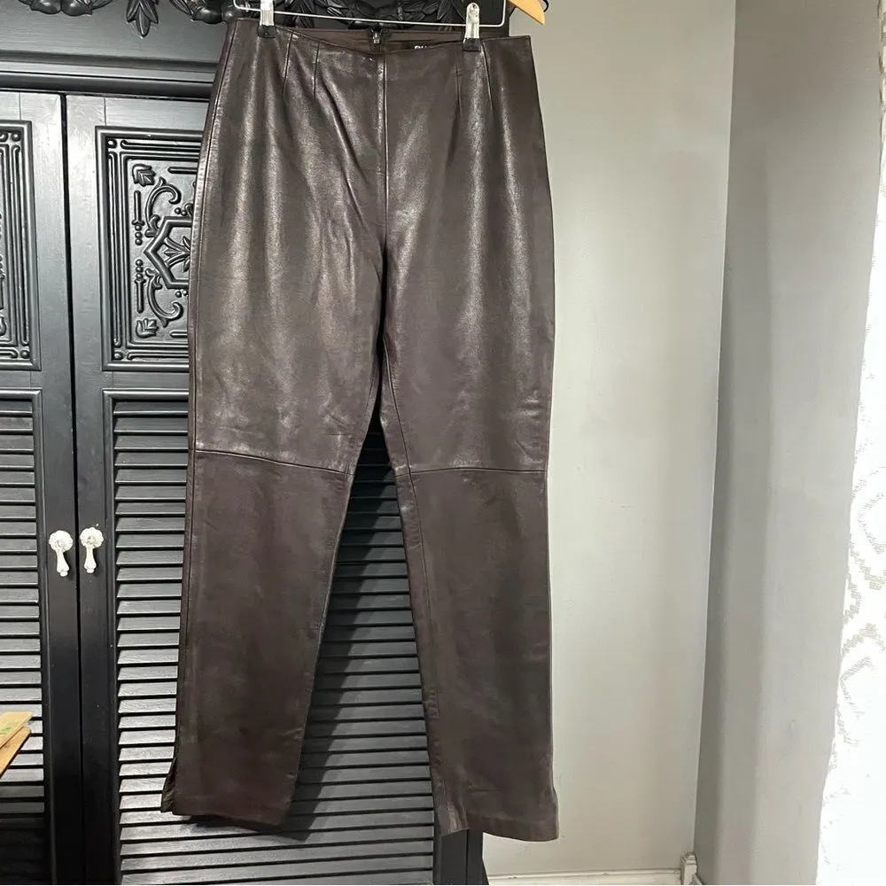 Emanuel Ungaro Chocolate‎ Brown Vintage Buttery Soft Leather Pants Women’s 10 44 - Image 2