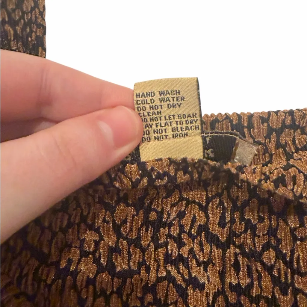 Pleat Pleat by RAFAEL Brown Zebra Safari Print Animal Pattern Tank Top Large - Image 7