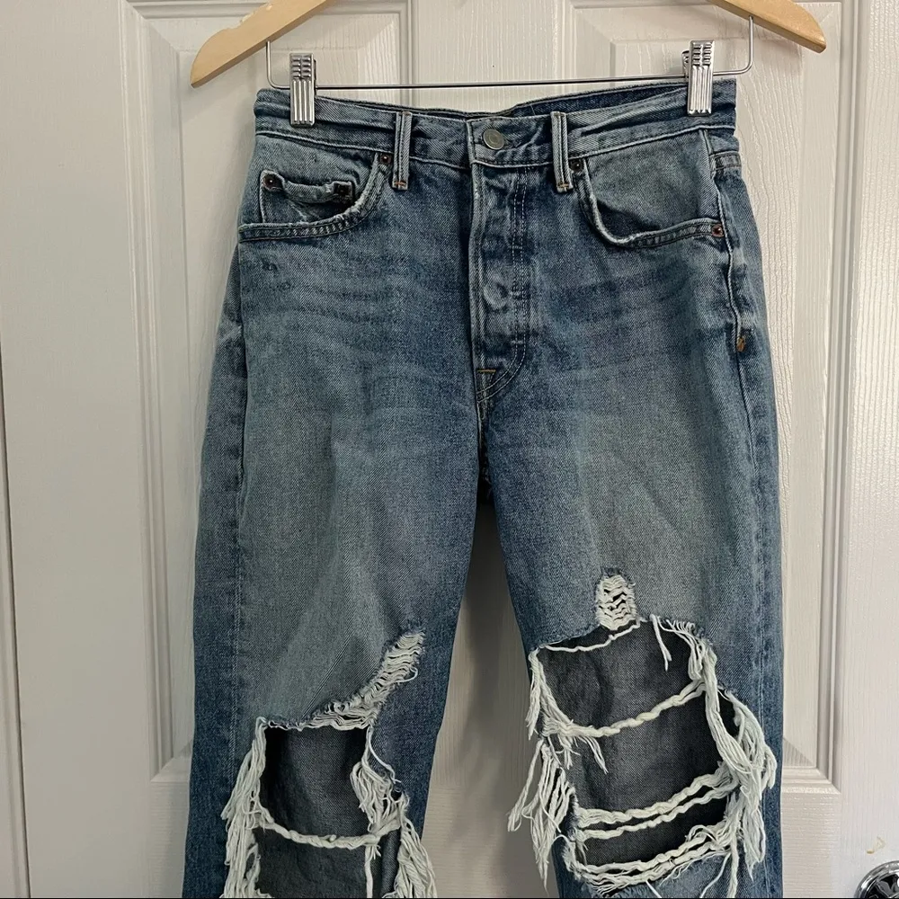 GRLFRND 26” The Helena Straight Leg Distressed "It’s Cold Outside" Blue Jeans - Image 3