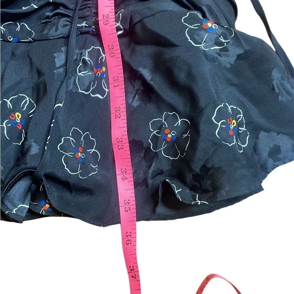 Veronica Beard Anders Dress Black Silk Stretch Floral Long Sleeve Size 4 - Image 6