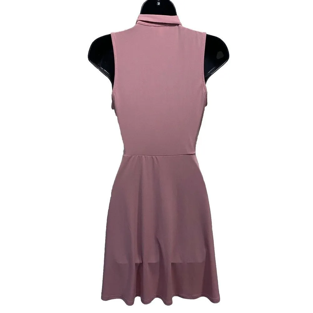 Dusty Rose Pink Spaghetti Strap Faux Wrap Slip Lace W/ Tie Dress Small S - Image 5