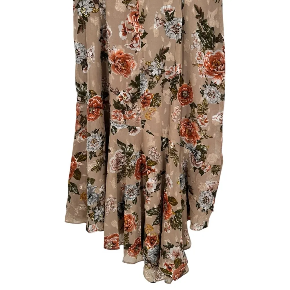 Sugarlips Harbin Floral Balboa Asymmetrical Hem Midi Dress size 2X Puff Sleeves - Image 9
