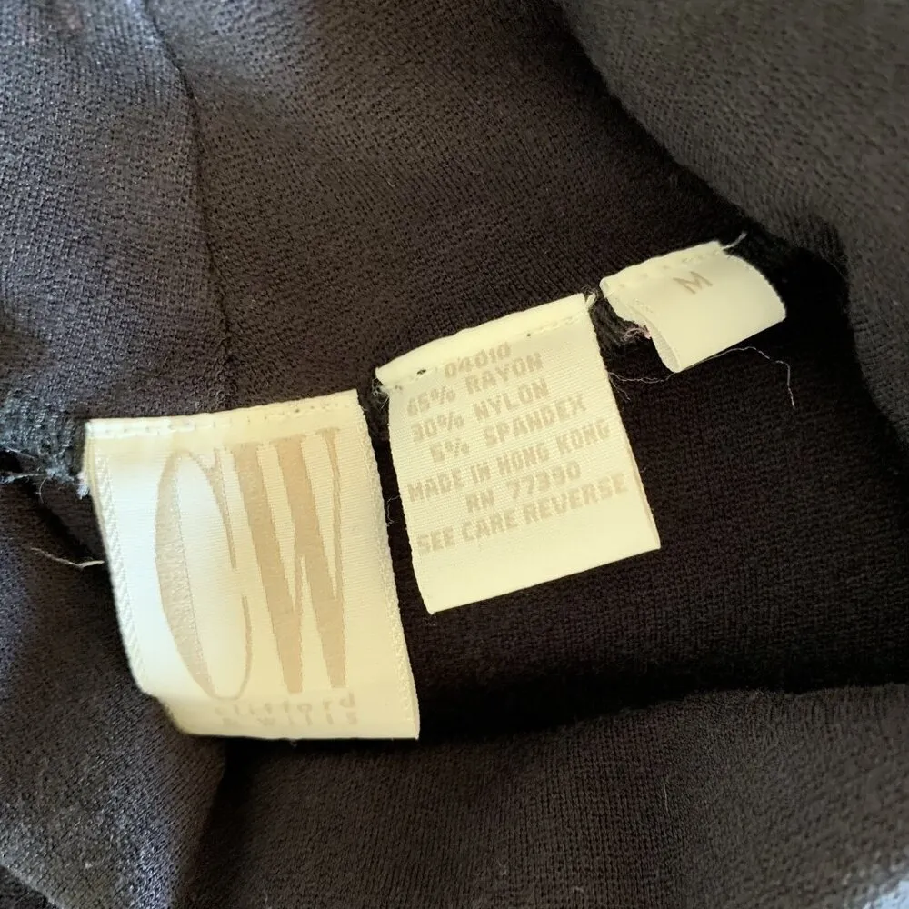 CW Clifford & Wills Black Long Sleeve Mock Neck Knit Midi Sweater Dress Medium - Image 4