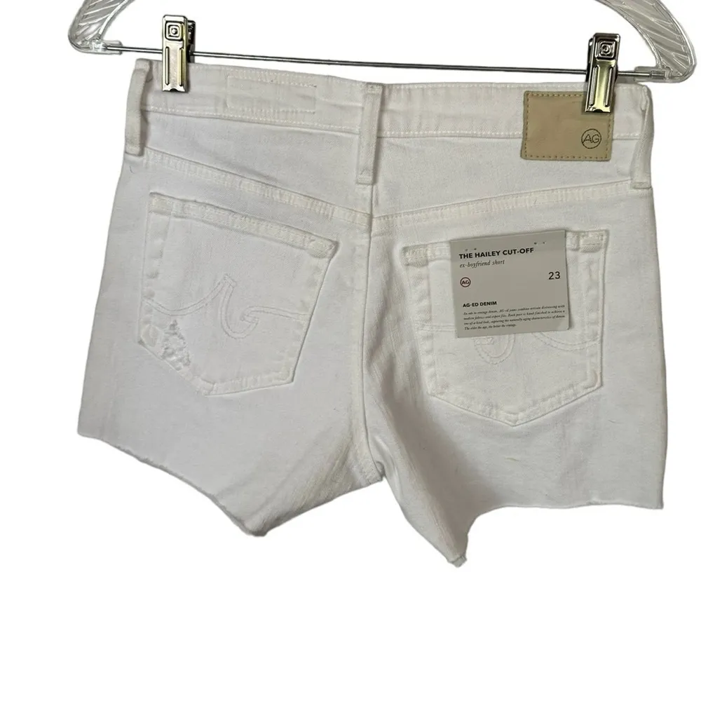 AG Adriano Goldschmied Hailey Cutoff Ex-Boyfriend White Denim Jean Shorts 23 NWT - Image 3