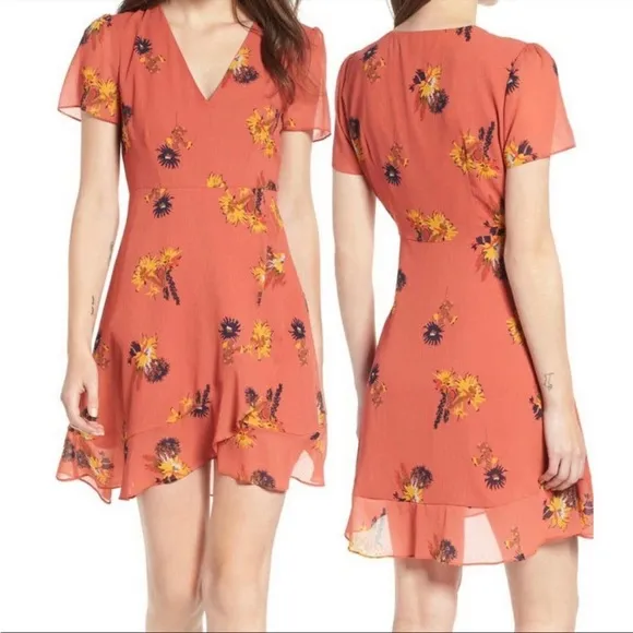 Madewell Posey Cactus Flower Mini Dress in Spiced Rose Size 4 Floral Ruffle - Image 2