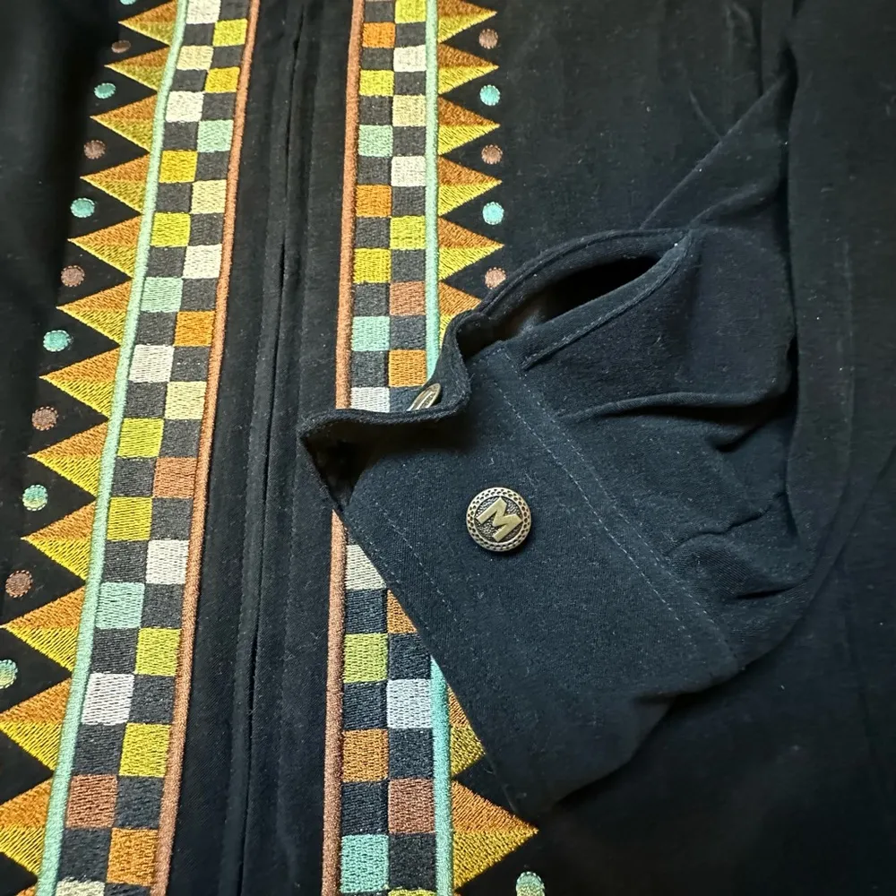 Bob Mackie Black Faux Suede Southwest Horse Embroidery Full Zip Jacket Womens SM - Image 6