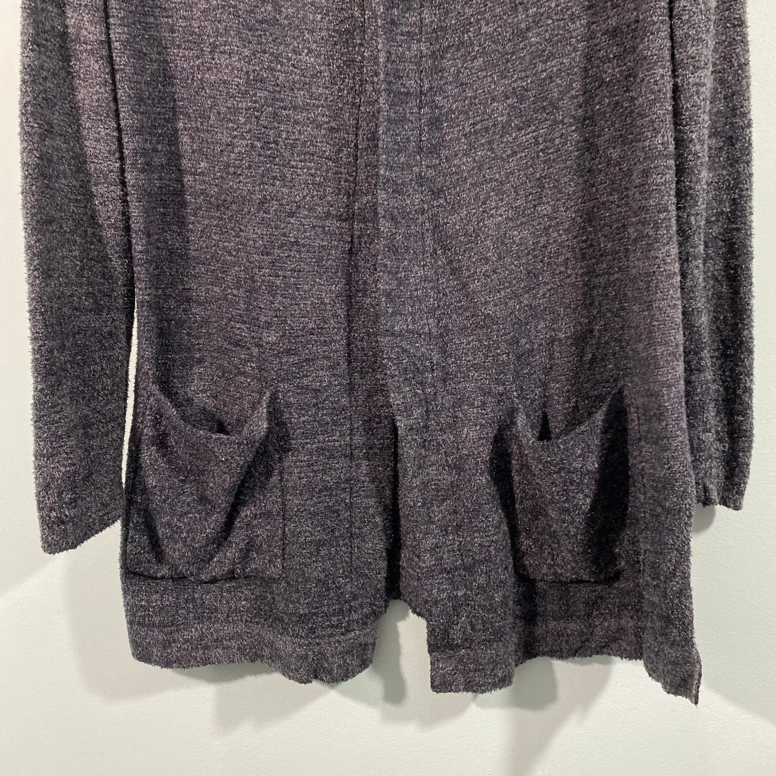 Barefoot Dreams Cozy Chic Grey Open Front Hooded Cardigan Size M #905 - Image 4