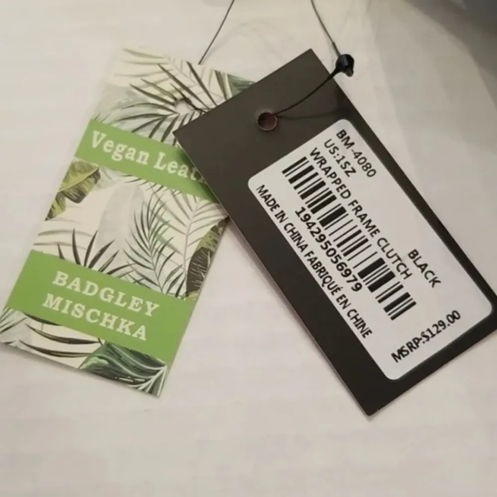 New BADGLEY MISCHKA Vegan Ruched Convertible Clutch with removable chain; Blue - Image 8