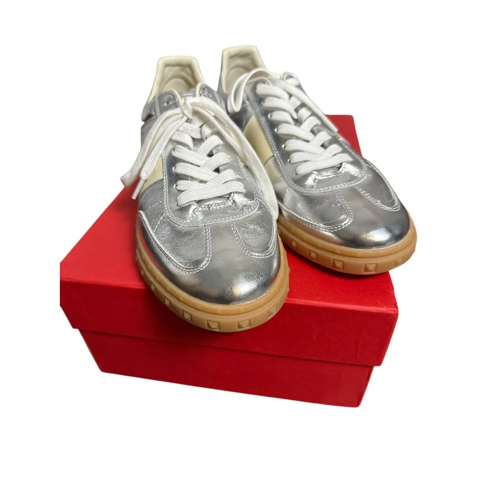 Valentino Garavani Upvillage Metallic Silver Low Top Sneakers 10.5 - Image 9