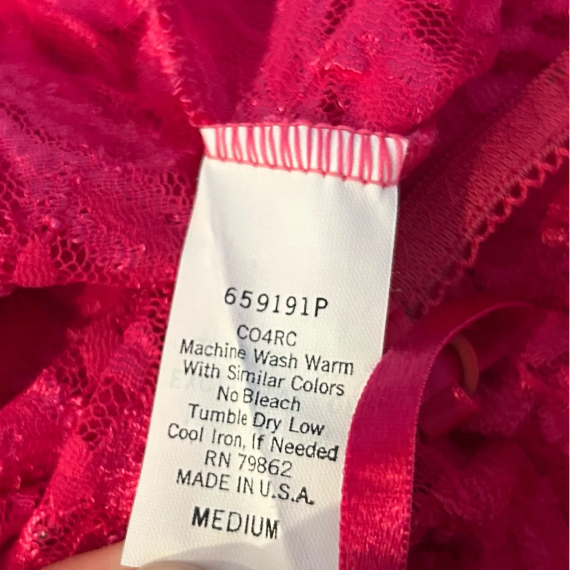 Vintage Cinema Etolie Pink Sheer Lace Teddy Nightie Size Medium - Image 5