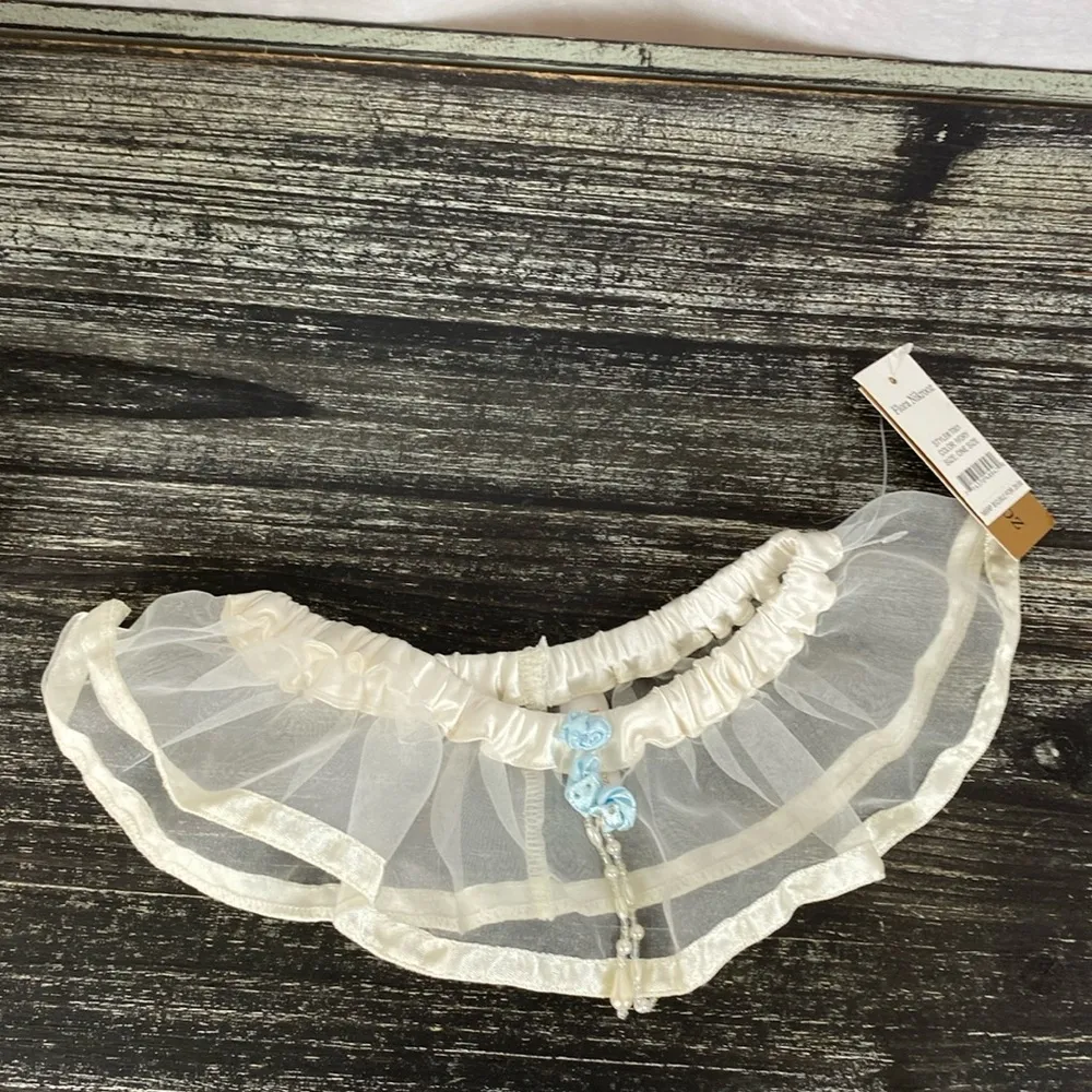 Flora Nikrooz Ivory Satin & Tulle Wedding Thigh Garter Belt NEW - Image 3