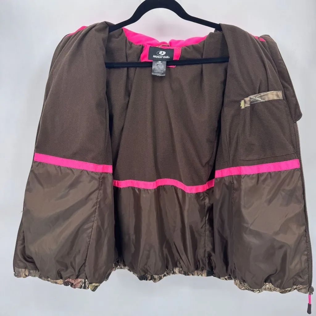 Mossy Oak Coat Womens XL Brown Pink‎ Camo Print Polyester Zip Pockets Hood - Image 7