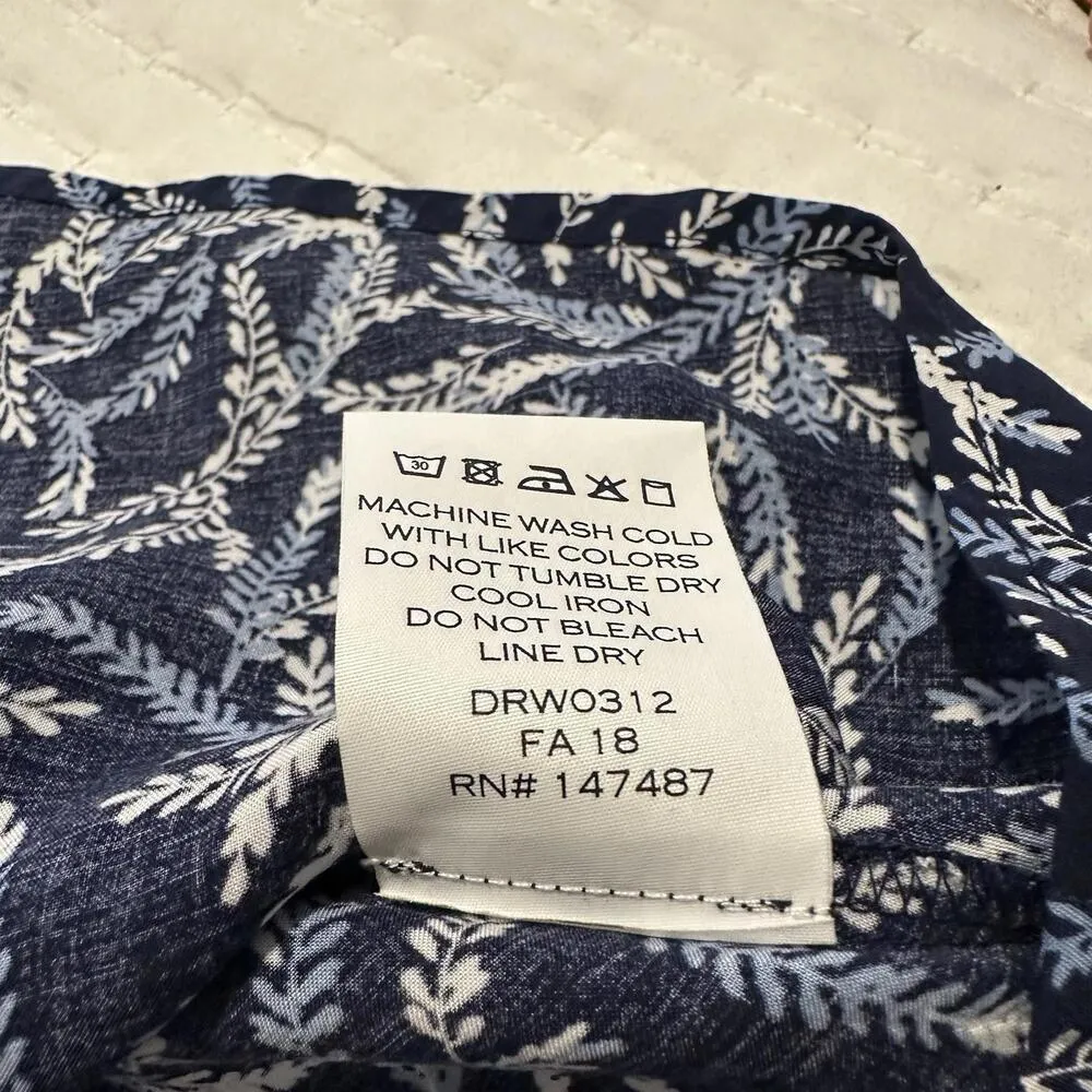 Draper James Sz 12 Long Sleeve Dress Blue Fern V Neck Drawstring Waist $98 - Image 9