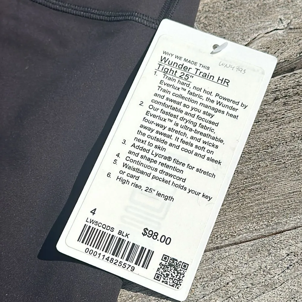 Lululemon Wunder Train High-Rise Tight 25" Black size 4 NWOT - Image 2