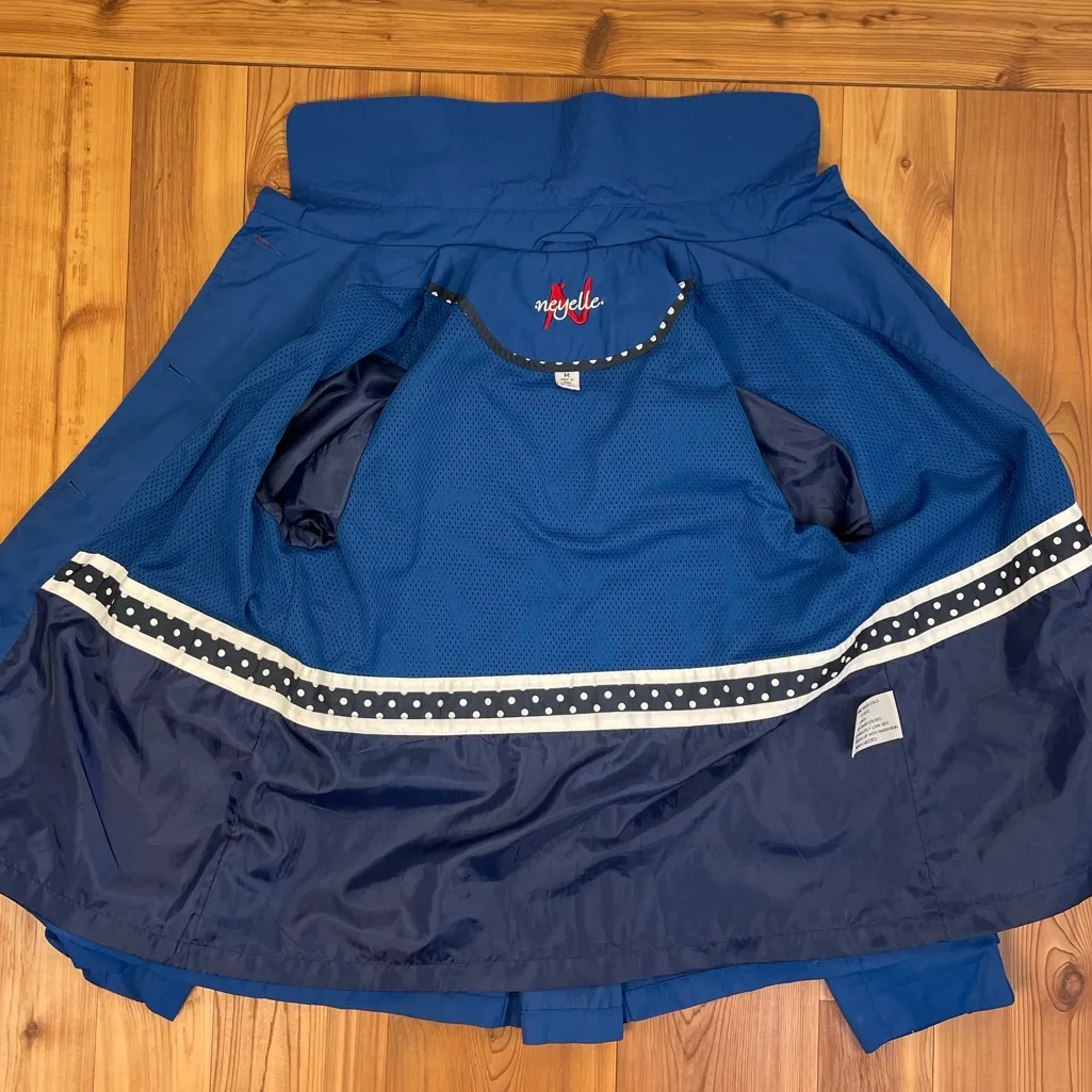 Neyelle Royal Blue Solid Vintage Retro Jacket Raincoat Lightweight Collar Medium - Image 8