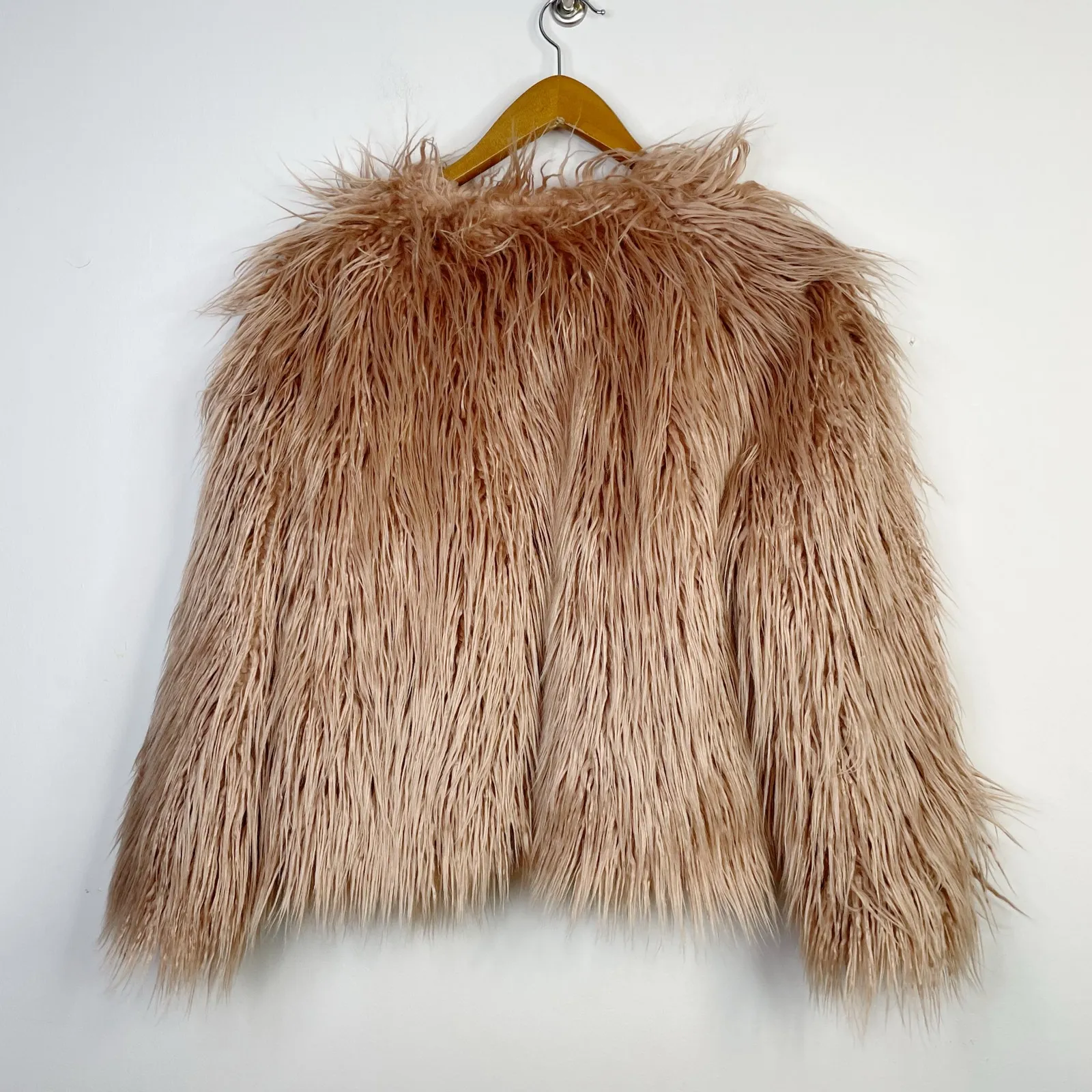 1.State 1State Faux Fur Shaggy Cropped Jacket Mauve Rose Pink Glam Fun womens L - Image 9