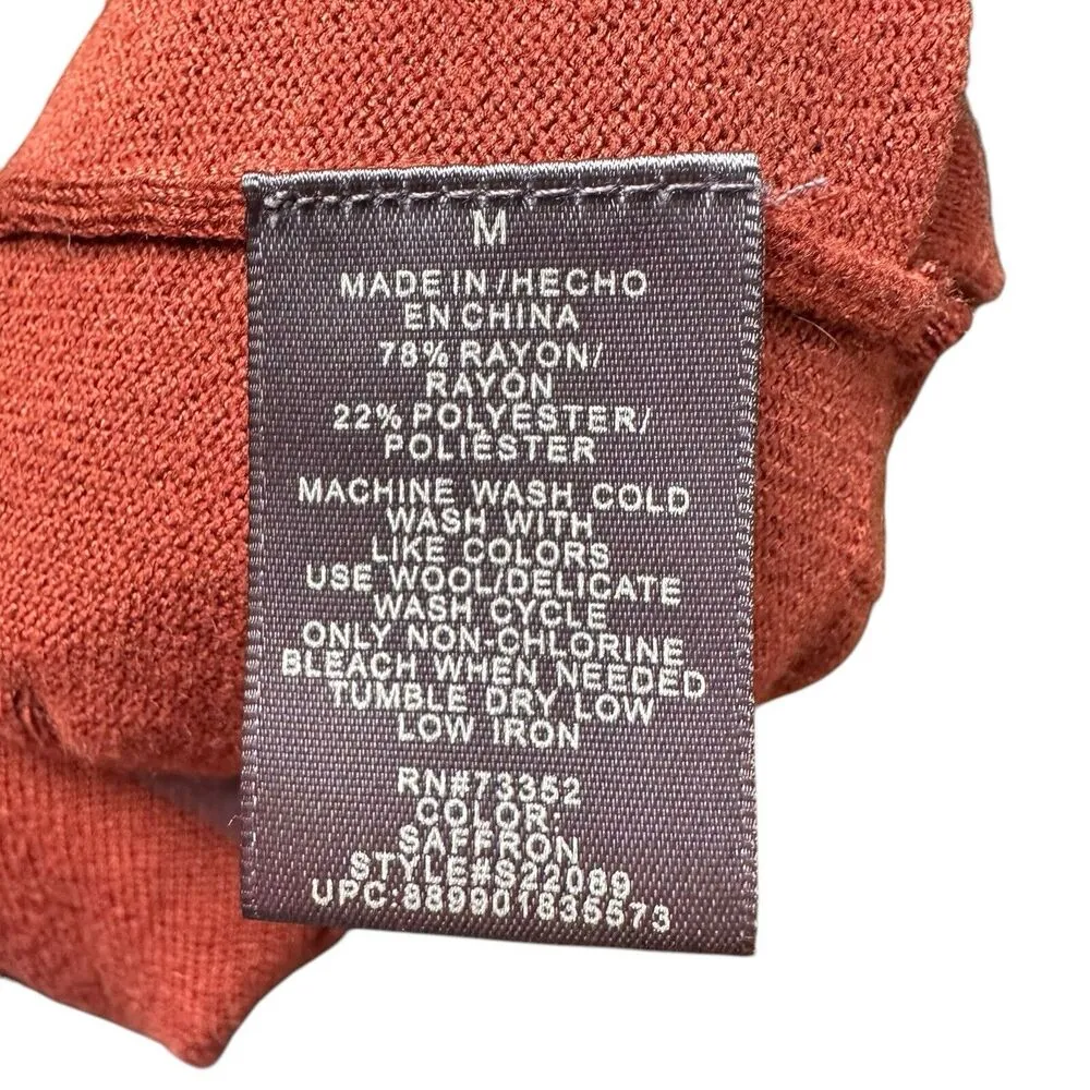 Alexandra + Oak Pumpkin Spice Orange Long Open Front Cardigan Pockets Sz Medium - Image 7