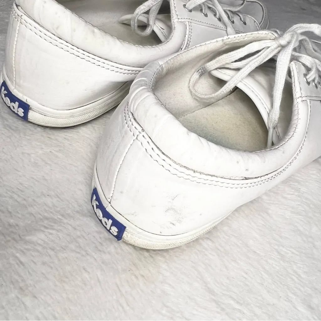 Keds Classic White Leather Lace Up Sneakers Size 10 - Image 9